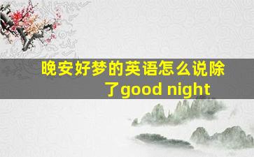 晚安好梦的英语怎么说除了good night